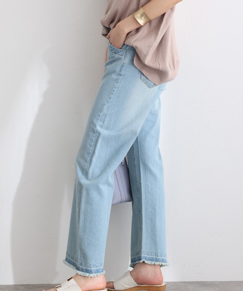 ElegChic(エレグシック)の「ヴィンテージ風ポケット加工セミワイドパンツ(デニムパンツ・レディース・ブルー/ライトブルー・M/L/XL/3L/4L)」の10枚目の写真