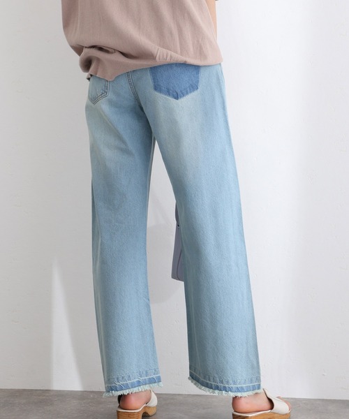 ElegChic(エレグシック)の「ヴィンテージ風ポケット加工セミワイドパンツ(デニムパンツ・レディース・ブルー/ライトブルー・M/L/XL/3L/4L)」の9枚目の写真