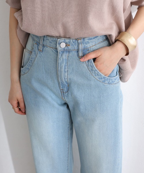 ElegChic(エレグシック)の「ヴィンテージ風ポケット加工セミワイドパンツ(デニムパンツ・レディース・ブルー/ライトブルー・M/L/XL/3L/4L)」の7枚目の写真