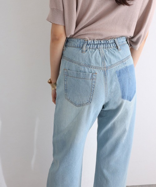 ElegChic(エレグシック)の「ヴィンテージ風ポケット加工セミワイドパンツ(デニムパンツ・レディース・ブルー/ライトブルー・M/L/XL/3L/4L)」の5枚目の写真