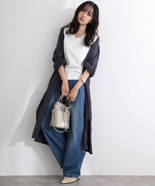 ElegChic(エレグシック)の「ヴィンテージ風ポケット加工セミワイドパンツ(デニムパンツ・レディース・ブルー/ライトブルー・M/L/XL/3L/4L)」の3枚目の写真
