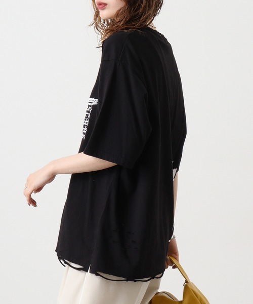 RE730（アールイーセブンサーティー）の「RE730 ダメージTシャツ（Tシャツ/カットソー・メンズ・ブラック系1/ブラック・M/XL/L）」の18枚目の写真