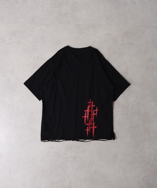 RE730（アールイーセブンサーティー）の「RE730 ダメージTシャツ（Tシャツ/カットソー・メンズ・ブラック系1/ブラック・M/XL/L）」の6枚目の写真