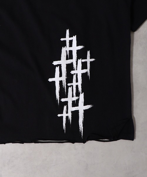 RE730（アールイーセブンサーティー）の「RE730 ダメージTシャツ（Tシャツ/カットソー・メンズ・ブラック系1/ブラック・M/XL/L）」の16枚目の写真
