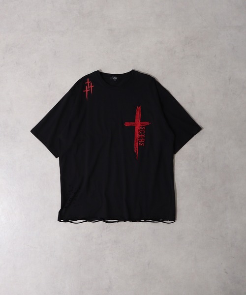 RE730（アールイーセブンサーティー）の「RE730 ダメージTシャツ（Tシャツ/カットソー・メンズ・ブラック系1/ブラック・M/XL/L）」の5枚目の写真