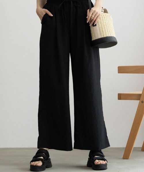 HusHusH（ハッシュアッシュ）の「HusHusH ハッシュアッシュ イージーワイドパンツ（その他パンツ・レディース・キャメル/ブラック・M/L）」の2枚目の写真