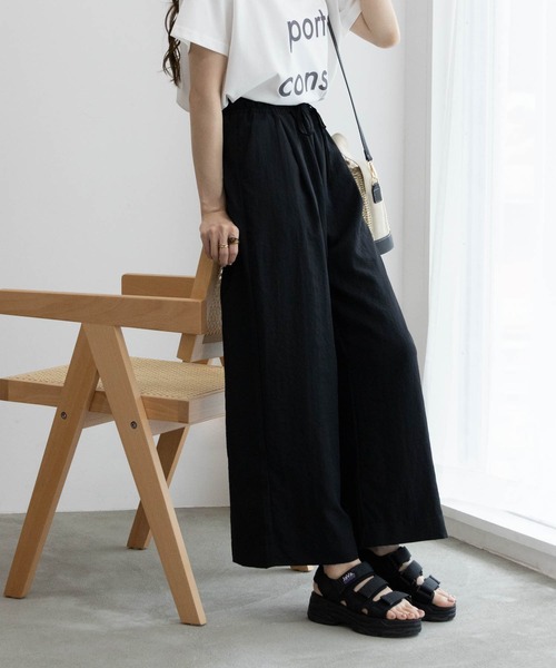 HusHusH（ハッシュアッシュ）の「HusHusH ハッシュアッシュ イージーワイドパンツ（その他パンツ・レディース・キャメル/ブラック・M/L）」の13枚目の写真