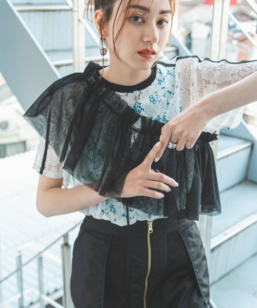 bohmal（ボマール）の「スリーブラインレースTシャツ（Tシャツ/カットソー・レディース・ブラック/ホワイト・FREE）」の18枚目の写真