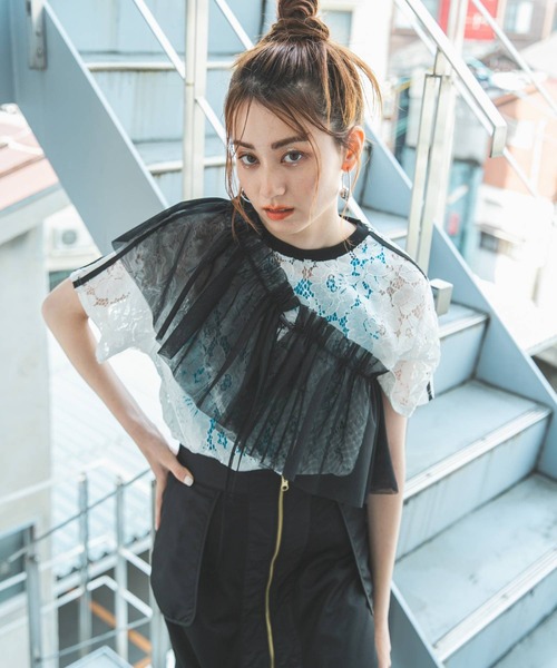 bohmal（ボマール）の「スリーブラインレースTシャツ（Tシャツ/カットソー・レディース・ブラック/ホワイト・FREE）」の22枚目の写真