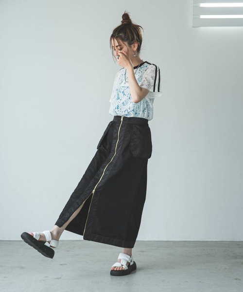bohmal（ボマール）の「スリーブラインレースTシャツ（Tシャツ/カットソー・レディース・ブラック/ホワイト・FREE）」の8枚目の写真