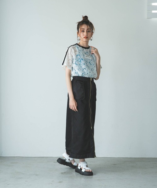 bohmal（ボマール）の「スリーブラインレースTシャツ（Tシャツ/カットソー・レディース・ブラック/ホワイト・FREE）」の13枚目の写真