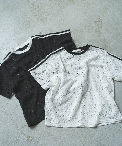 bohmal（ボマール）の「スリーブラインレースTシャツ（Tシャツ/カットソー・レディース・ブラック/ホワイト・FREE）」の21枚目の写真