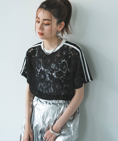 bohmal（ボマール）の「スリーブラインレースTシャツ（Tシャツ/カットソー・レディース・ブラック/ホワイト・FREE）」の11枚目の写真
