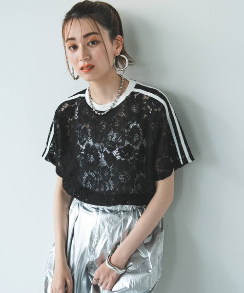 bohmal（ボマール）の「スリーブラインレースTシャツ（Tシャツ/カットソー・レディース・ブラック/ホワイト・FREE）」の6枚目の写真