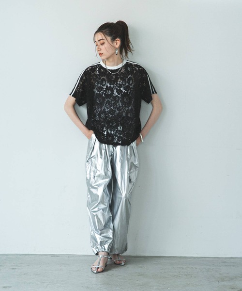 bohmal（ボマール）の「スリーブラインレースTシャツ（Tシャツ/カットソー・レディース・ブラック/ホワイト・FREE）」の7枚目の写真
