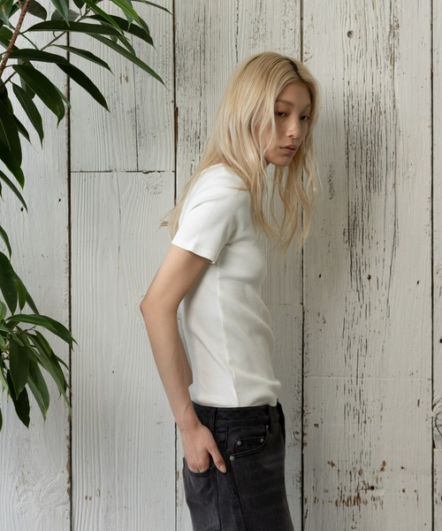 paradigm（パラダイム）の「コットンリブUネックカットソー半袖（Tシャツ/カットソー・レディース・ホワイト/ライトグレー/ブラック・SMALL/MEDIUM）」の7枚目の写真