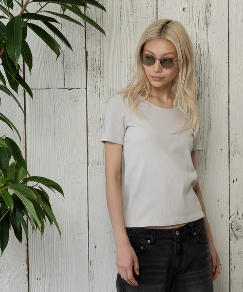 paradigm（パラダイム）の「コットンリブUネックカットソー半袖（Tシャツ/カットソー・レディース・ホワイト/ライトグレー/ブラック・SMALL/MEDIUM）」の9枚目の写真