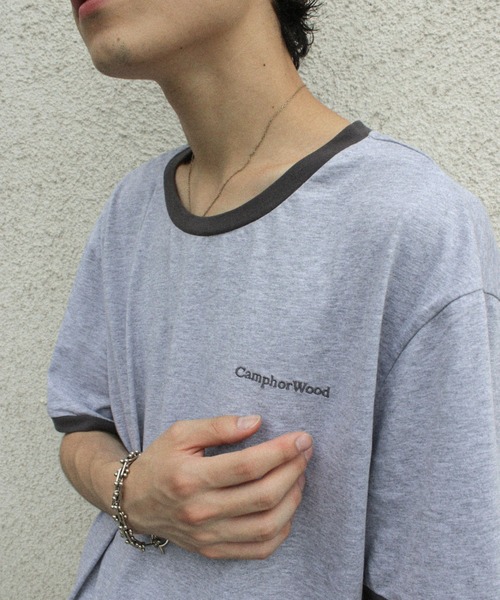 CAMPHOR WOOD(カンファーウッド)の「single stitch official logo ringer tee / シングルステッチリンガーTシャツ(Tシャツ/カットソー・メンズ・オートミール/杢グレー・MEDIUM/LARGE)」の11枚目の写真