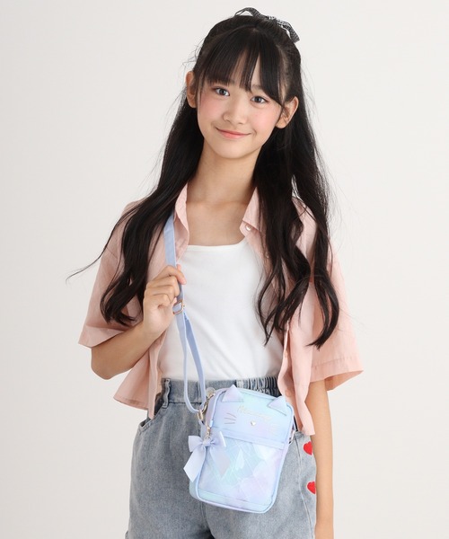 Coboca+】ポリエステル PVCポケット 猫モチーフ ハート引手 リボン 縦