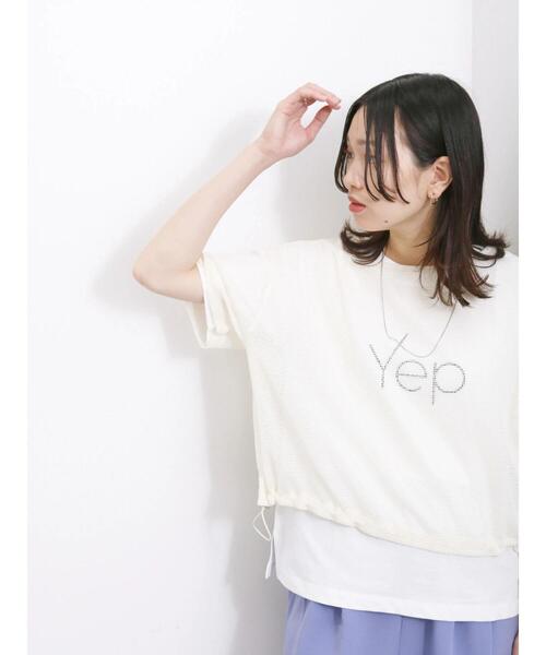 Samansa Mos2 blue（サマンサモスモスブルー）の「裾ドロストメッシュプルオーバー（Tシャツ/カットソー・レディース・ブラック/チャコールグレー/キナリ・F）」の13枚目の写真