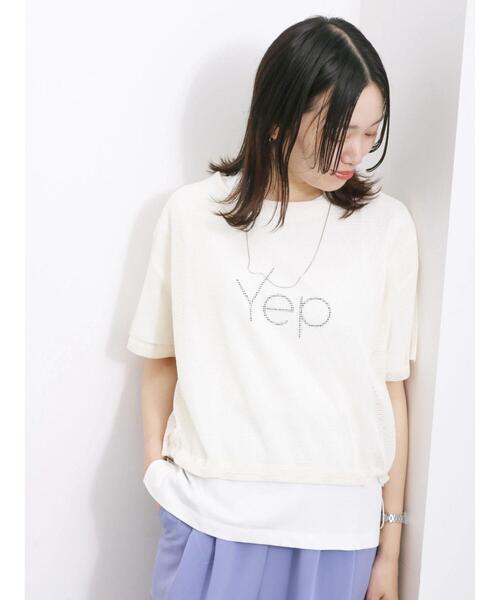 Samansa Mos2 blue（サマンサモスモスブルー）の「裾ドロストメッシュプルオーバー（Tシャツ/カットソー・レディース・ブラック/チャコールグレー/キナリ・F）」の15枚目の写真