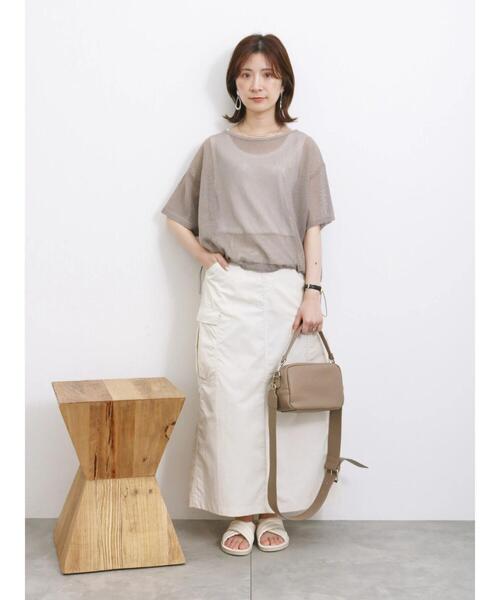 Samansa Mos2 blue（サマンサモスモスブルー）の「裾ドロストメッシュプルオーバー（Tシャツ/カットソー・レディース・ブラック/チャコールグレー/キナリ・F）」の17枚目の写真