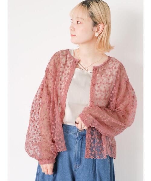 ehka sopo（エヘカソポ）の「クルーネックレースブラウス（シャツ/ブラウス・レディース・ブラック/グリーン/キナリ/キャメル/ピンク・F）」の5枚目の写真