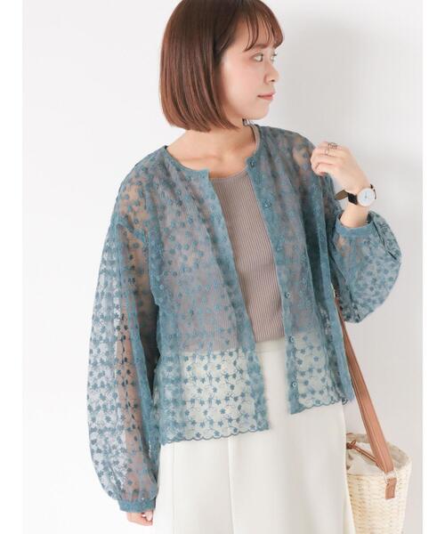 ehka sopo（エヘカソポ）の「クルーネックレースブラウス（シャツ/ブラウス・レディース・ブラック/グリーン/キナリ/キャメル/ピンク・F）」の4枚目の写真