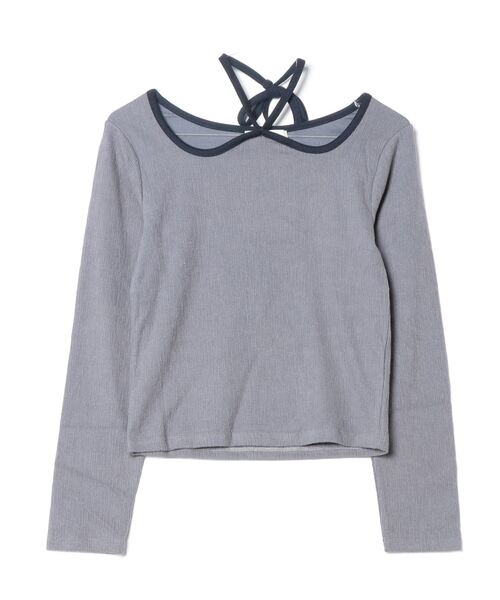 paravion（パラビオン）の「ホルターネックパイピング長袖トップス（Tシャツ/カットソー・レディース・ブルー/ホワイト/グレイッシュベージュ・FREE）」の18枚目の写真