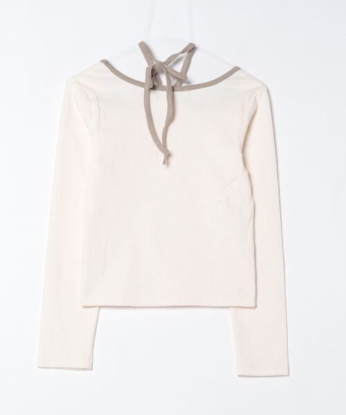 paravion（パラビオン）の「ホルターネックパイピング長袖トップス（Tシャツ/カットソー・レディース・ブルー/ホワイト/グレイッシュベージュ・FREE）」の17枚目の写真