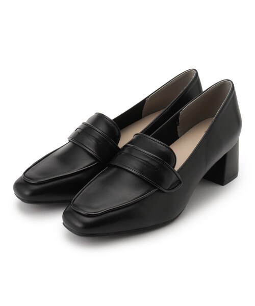 index（インデックス）の「◆スクエアトゥヒールローファー（パンプス・レディース・ベージュ/ブラック・02/03）」の2枚目の写真