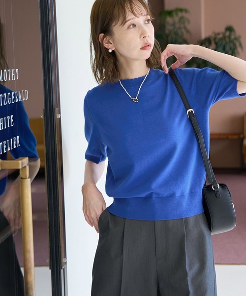 ROPE' PICNIC（ロペピクニック）の「綿シルクニットプルオーバー（ニット/セーター・レディース・オフホワイト/ブルー/ブラック/グレー系その他・38）」の4枚目の写真