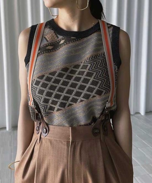 トップス Ameri GEOMETRIC GLITTER KNIT TOP Ameri（アメリ）の「GEOMETRIC GLITTER KNIT TOP（ニット