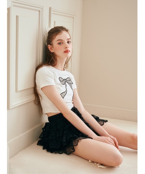 ドットリボンTシャツ（Tシャツ/カットソー）｜Darich