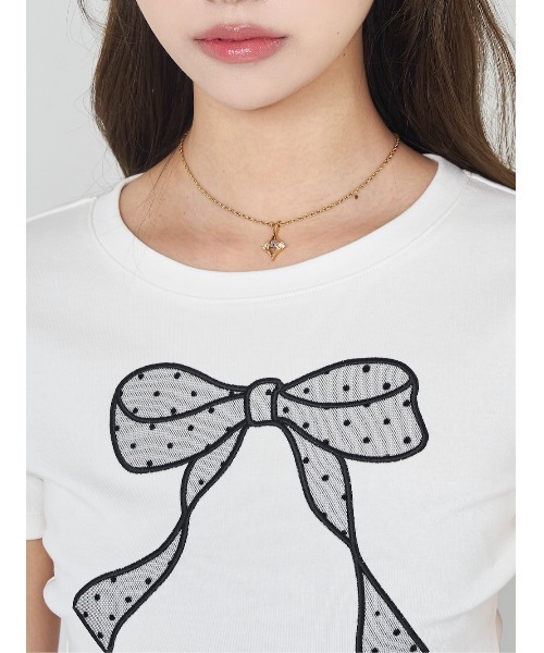 ドットリボンTシャツ（Tシャツ/カットソー）｜Darich