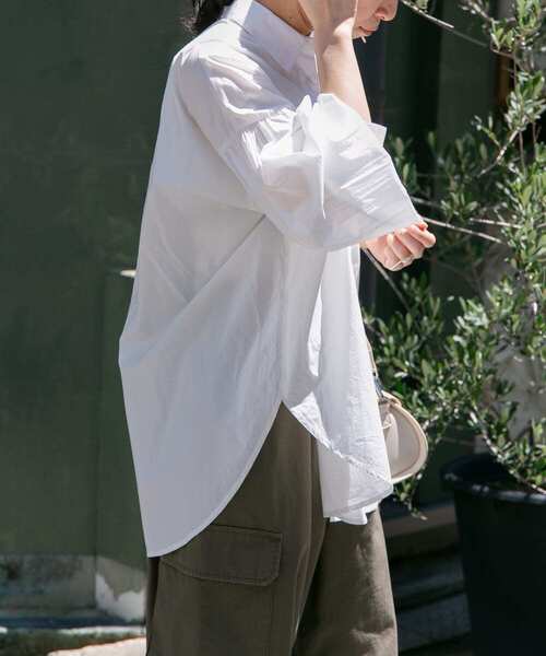 FORK&SPOON(フォークアンドスプーン)の「FORK&SPOON ハイカウントコットンボリュームスリーブシャツ(シャツ/ブラウス・レディース・オフホワイト/チャコールグレー・1)」の5枚目の写真