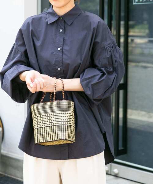 FORK&SPOON(フォークアンドスプーン)の「FORK&SPOON ハイカウントコットンボリュームスリーブシャツ(シャツ/ブラウス・レディース・オフホワイト/チャコールグレー・1)」の9枚目の写真