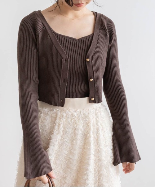 RANDA（ランダ）の「クロップド丈ニットアンサンブル（ニット/セーター・レディース・グレー/クリーム/ブラウン・FREE）」の5枚目の写真