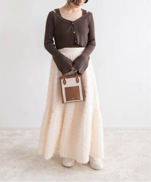 RANDA（ランダ）の「クロップド丈ニットアンサンブル（ニット/セーター・レディース・グレー/クリーム/ブラウン・FREE）」の6枚目の写真