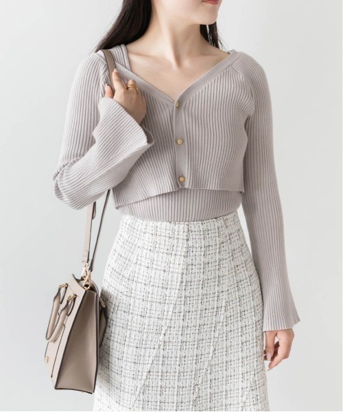 RANDA（ランダ）の「クロップド丈ニットアンサンブル（ニット/セーター・レディース・グレー/クリーム/ブラウン・FREE）」の7枚目の写真