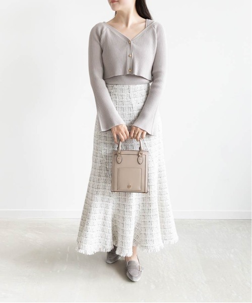 RANDA（ランダ）の「クロップド丈ニットアンサンブル（ニット/セーター・レディース・グレー/クリーム/ブラウン・FREE）」の9枚目の写真