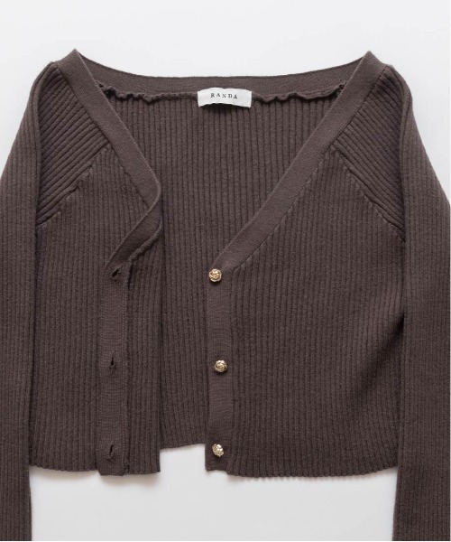 RANDA（ランダ）の「クロップド丈ニットアンサンブル（ニット/セーター・レディース・グレー/クリーム/ブラウン・FREE）」の18枚目の写真
