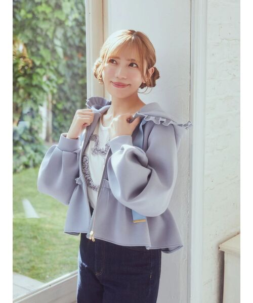 Areeam(アリーム)の「ペプラムフリルパーカー(カーディガン/ボレロ・レディース・ライトピンク/ダークブラウン/ライトブルー・FREE)」の21枚目の写真