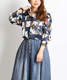 MARAI（マーライ）の「幾何学柄 長袖総柄シャツ レギュラーカラー ブラウス（シャツ/ブラウス）」