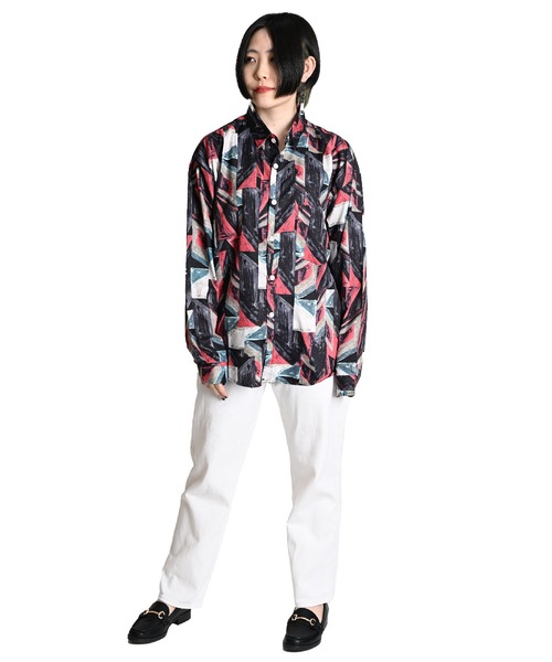 試着のみ☆Theory 24AW 幾何学模様 シャツ ブラウス 長袖