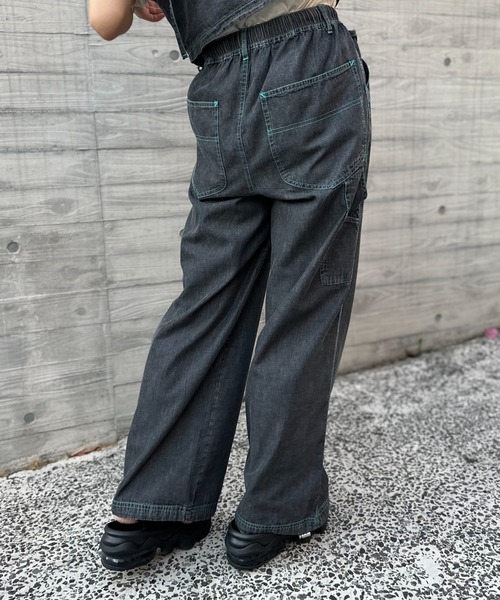 ライトカラーデニム　ベロア風合いパンツ ライトカラーデニム ベロア風合いパンツ