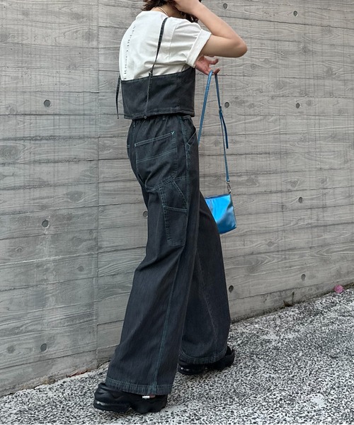 ライトカラーデニム　ベロア風合いパンツ ライトカラーデニム ベロア風合いパンツ