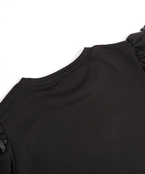 SUGAR BISKET（シュガービスケット）の「リボンチュールパフスリーブトップス（Tシャツ/カットソー・レディース・ブラック/ホワイト・フリー）」の5枚目の写真