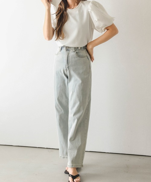 メニーリボンチュールパフスリーブTシャツ メニーリボンチュールパフスリーブTシャツ（カットソー・Tシャツ