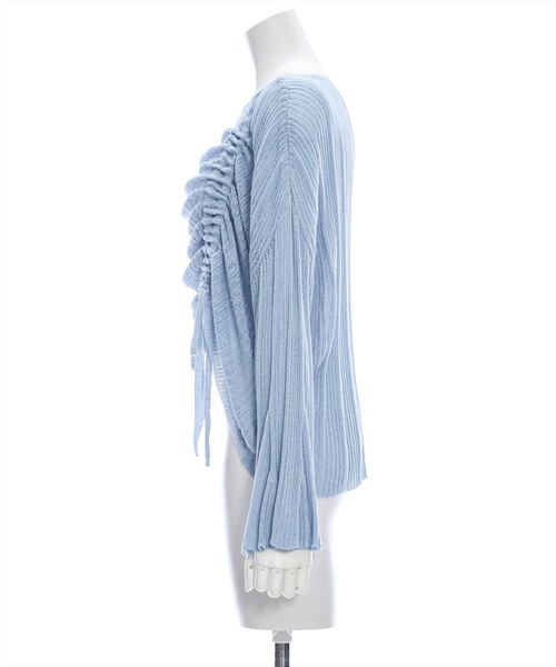 clear（クリア）の「透かし編みシャーリングトップス≪2024SS≫（ニット/セーター・レディース・ブルーグレー/ブラック/ベージュ・F）」の14枚目の写真